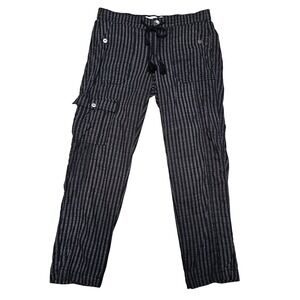 Sonoma Goods For Life Striped Linen Blend Cargo Pants Black White Womens 4